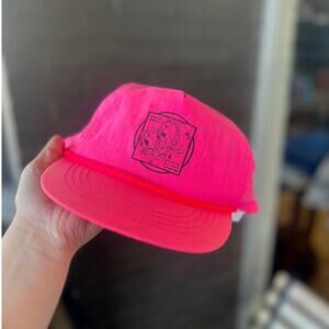 Vintage 90's neon pink Wells Fargo trucker hat